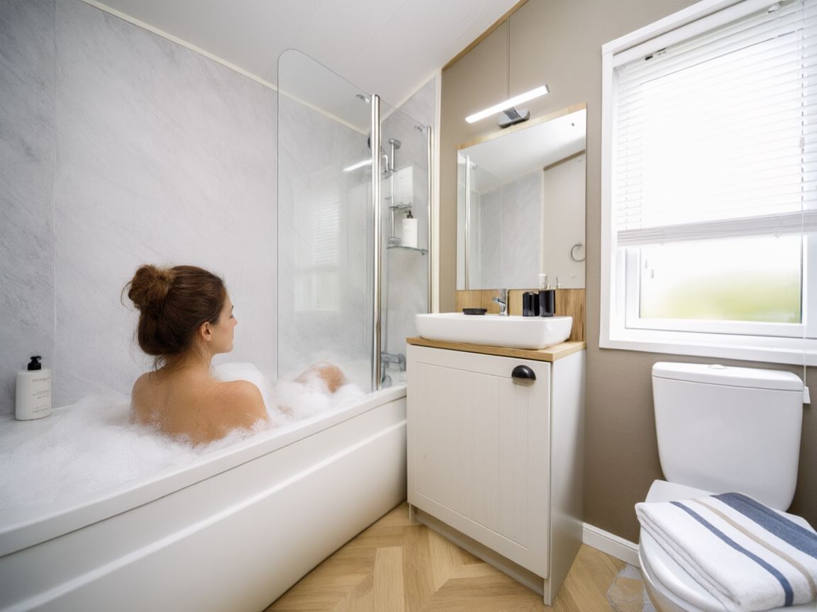 En-suite bathroom with bath and shower
