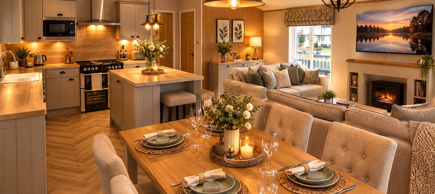 Open-plan kitchen, dining and lounge