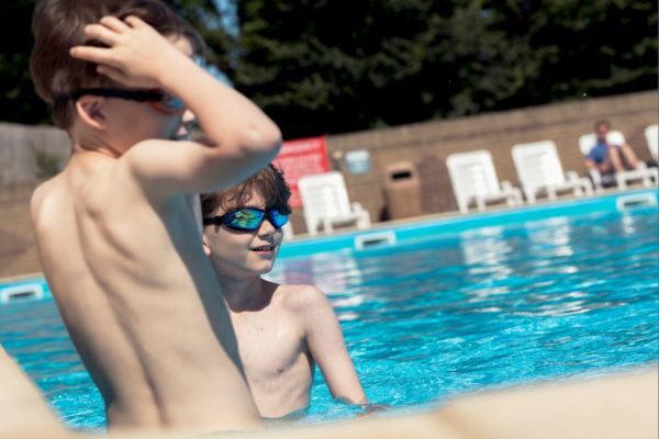 Outdoor heated pool in summer